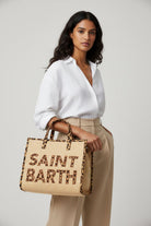 Borsa Vivian in raffia con profili e logo leopardati - YES SHOPBorse a manoMC2 SAINT BARTHVIV0007-Taglia unica7435104964771