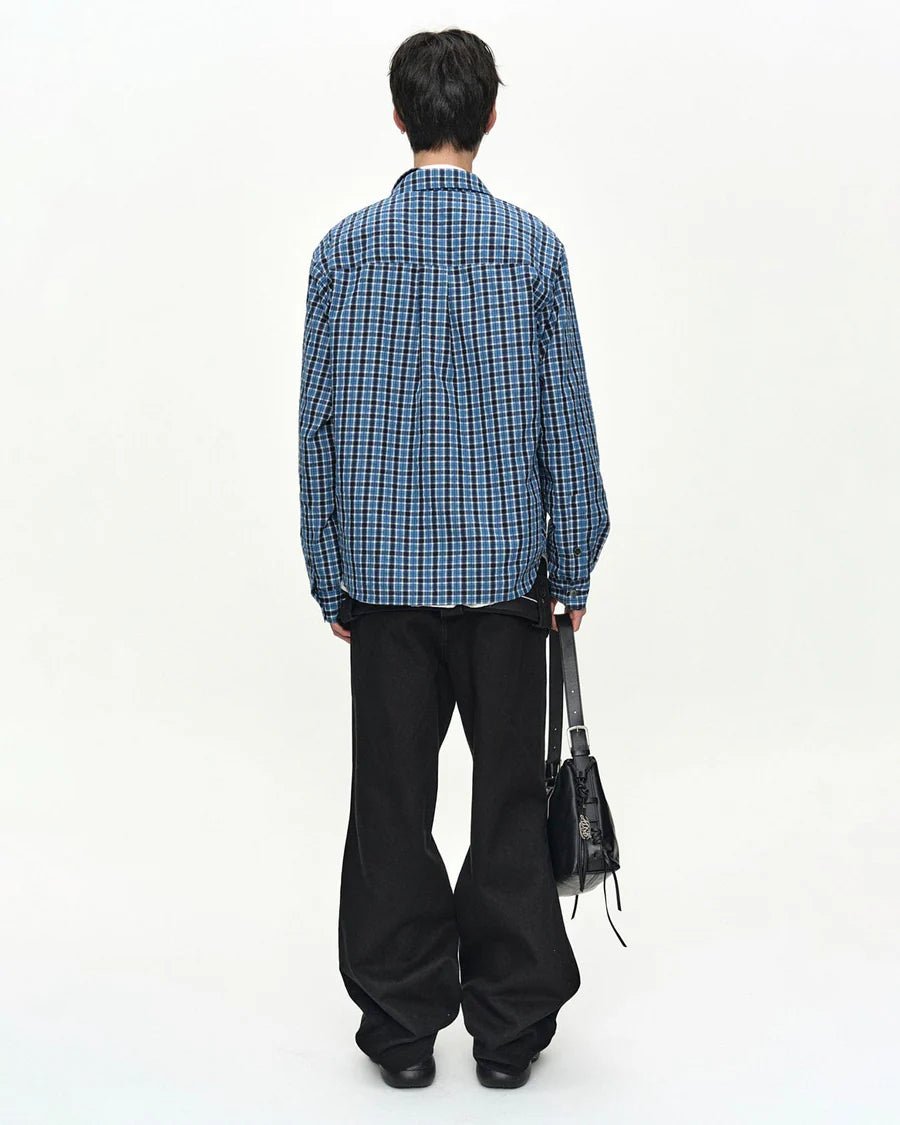 Camicia a strati blu a quadri - YES SHOPCamicieANDERSON BELLATB1553M-XXS