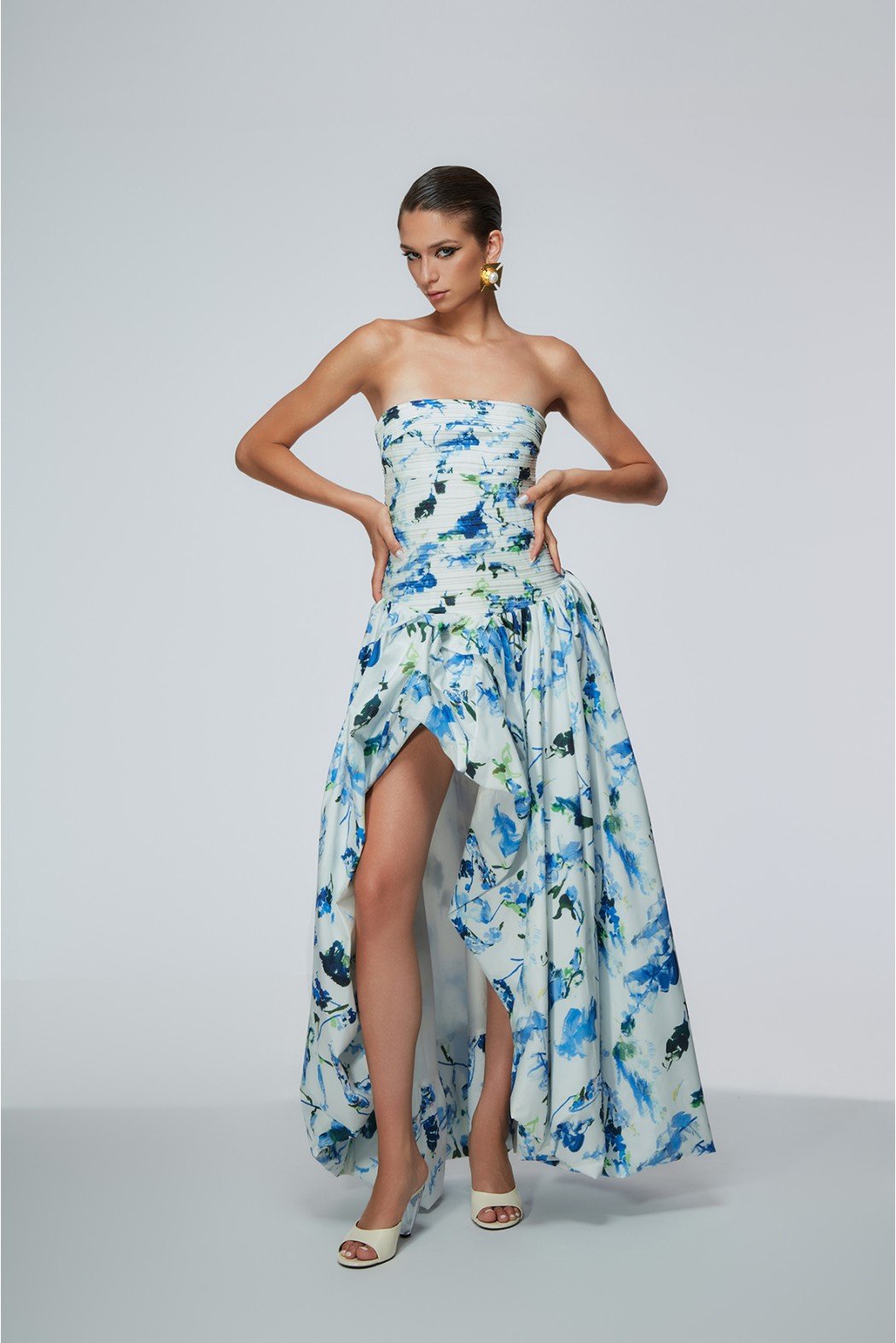 Abito bustier Bosa bianco lungo con stampa floreale azzurra - YES SHOPAbitiODI' ODI'BOSA-LUNGO-XXS4912456742771
