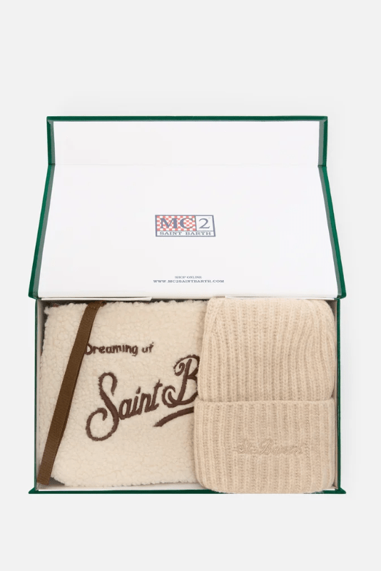 Set pochette beige in teddy e berretto beige - YES SHOPCappelliMC2 SAINT BARTHBOX0049-Taglia unica