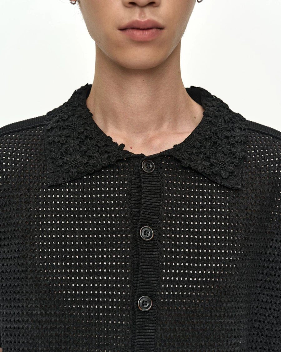 Cardigan nero a mezze maniche traforato - YES SHOPMaglioniANDERSON BELLATB1539M-XXS