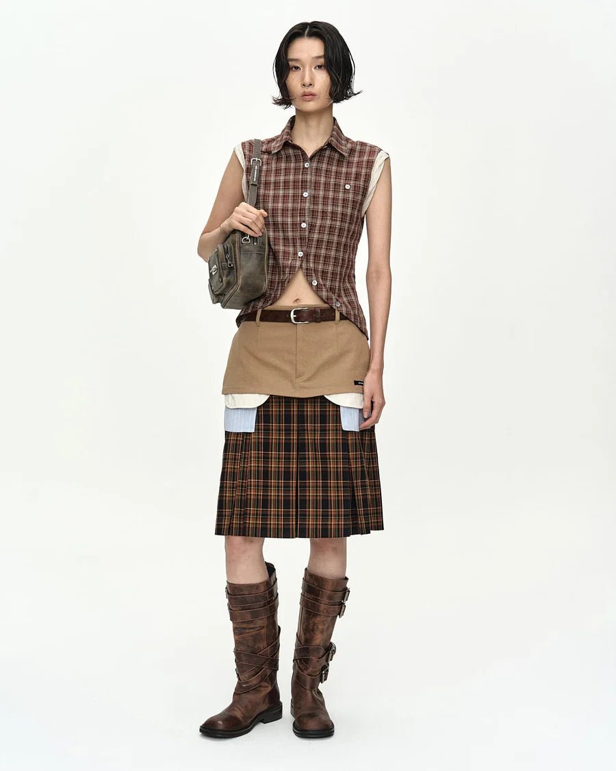 Camicia smanicata check bruciato con orlo tondo - YES SHOPCamicieADSB ANDERSSON BELLATB1569W-XXS