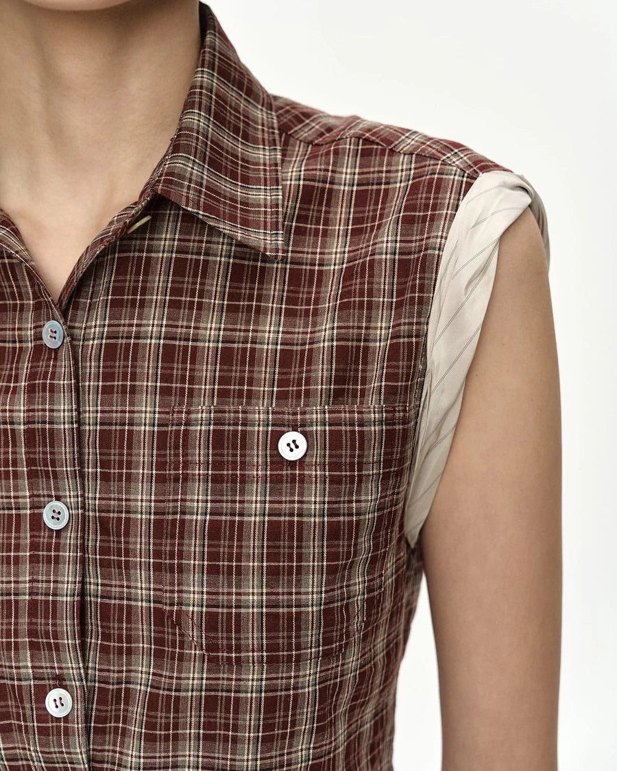 Camicia smanicata check bruciato con orlo tondo - YES SHOPCamicieADSB ANDERSSON BELLATB1569W-XXS