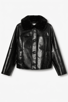 Montone Clisia crop nero in eco pelle con collo in ecopelliccia - YES SHOPGiubbottiMC2 SAINT BARTHCLS0001/00068M-6