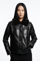 Montone Clisia crop nero in eco pelle con collo in ecopelliccia - YES SHOPGiubbottiMC2 SAINT BARTHCLS0001/00068M-6