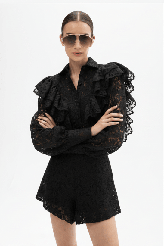 Camicia in merletto nera con spalline - YES SHOPCamicieACTUALEECA000606-IT 346729085235771
