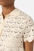 Camicia Monet panna crochet a conchiglia con paillettes - YES SHOPCamicieMC2 SAINT BARTHMOE0001/01719L-XXS