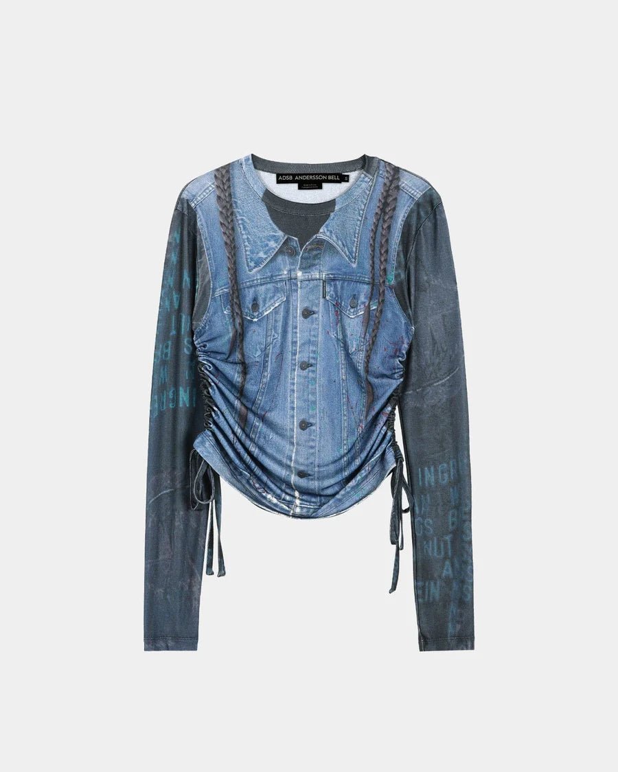Maglia stampa denim con coulisse laterale - YES SHOPMaglieADSB ANDERSSON BELLATB1473W-XXS