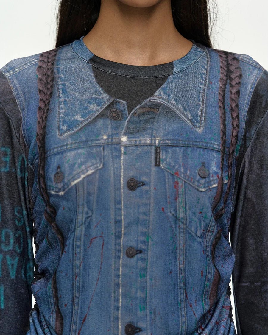Maglia stampa denim con coulisse laterale - YES SHOPMaglieADSB ANDERSSON BELLATB1473W-XXS