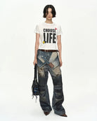 Jeans biker stampa trompe l'oeil - YES SHOPJeansADSB ANDERSSON BELLAPA919U-W24