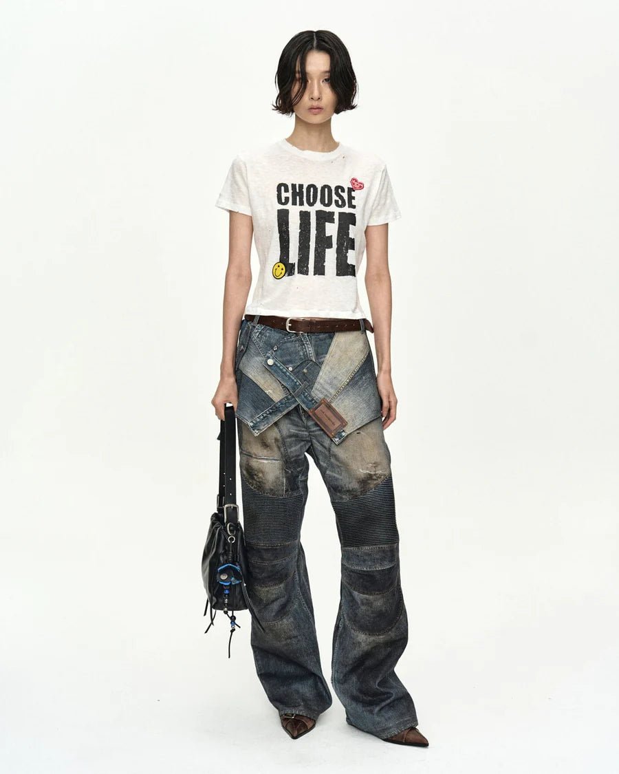 Jeans biker stampa trompe l'oeil - YES SHOPJeansADSB ANDERSSON BELLAPA919U-W24