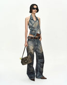 Jeans biker stampa trompe l'oeil - YES SHOPJeansADSB ANDERSSON BELLAPA919U-W24
