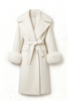 Cappotto lungo bianco con polsi in pelliccia di volpe - YES SHOPCappottiYES LONDONCD1252-IT 38/40