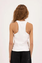 Canotta Emily bianca a costine racerback con logo centrale - YES SHOPCanotteICON DENIMEMILY-XXS