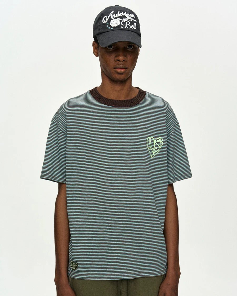 T-shirt a righe menta e logo a cuore - YES SHOPT-shirtANDERSON BELLATB1458M-XXS