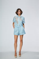 Camicia Freer azzurra con merletto e applicazioni - YES SHOPCamicieTPNFREER-CAMICIA-XXS7012456742771