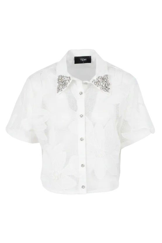 Camicia Freer azzurra con merletto e applicazioni - YES SHOPCamicieTPNFREER-CAMICIA-XXS7012456742771