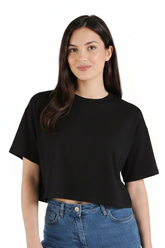 T-shirt crop nera girocollo - YES SHOPT-shirtDONDUPDJ077/DD/JF0350D-XXS