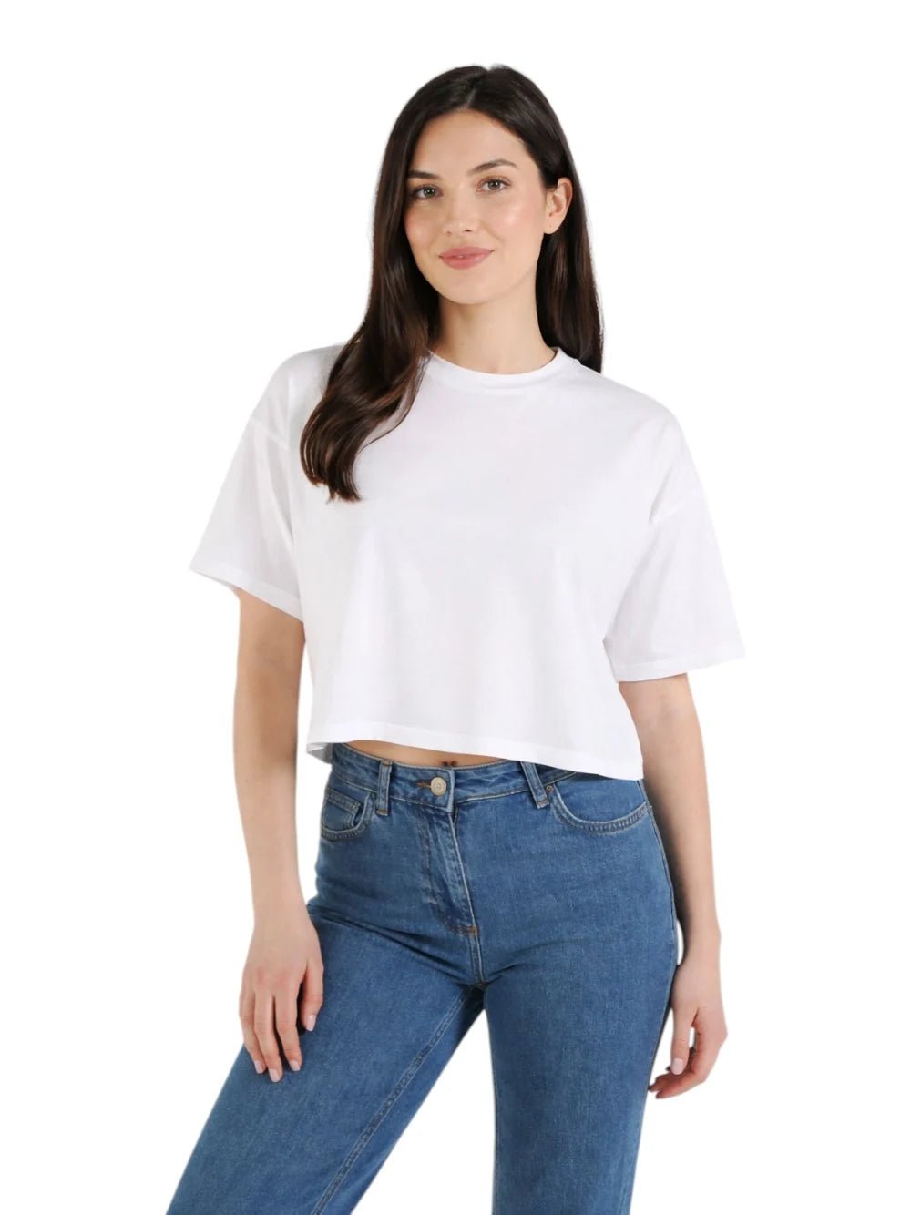 T-shirt crop bianca girocollo - YES SHOPT-shirtDONDUPDS077/DD/JF0350D-XXS