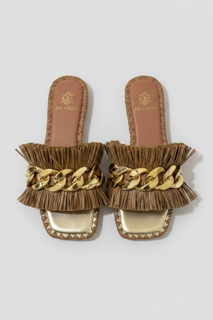 Ciabatta Donata in raffia marrone con fascia frange e anelli - YES SHOPSandaliDE SIENA183-23/DS478/DONATA-IT 363230575068771