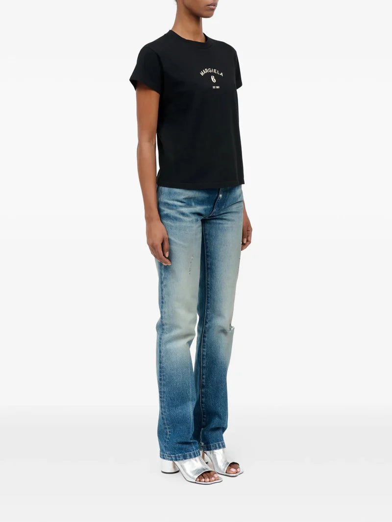 T-shirt slim in cotone nera con firma logo - YES SHOPT-shirtMM6 MAISON MARGIELAS62GD0216/M86-XXS