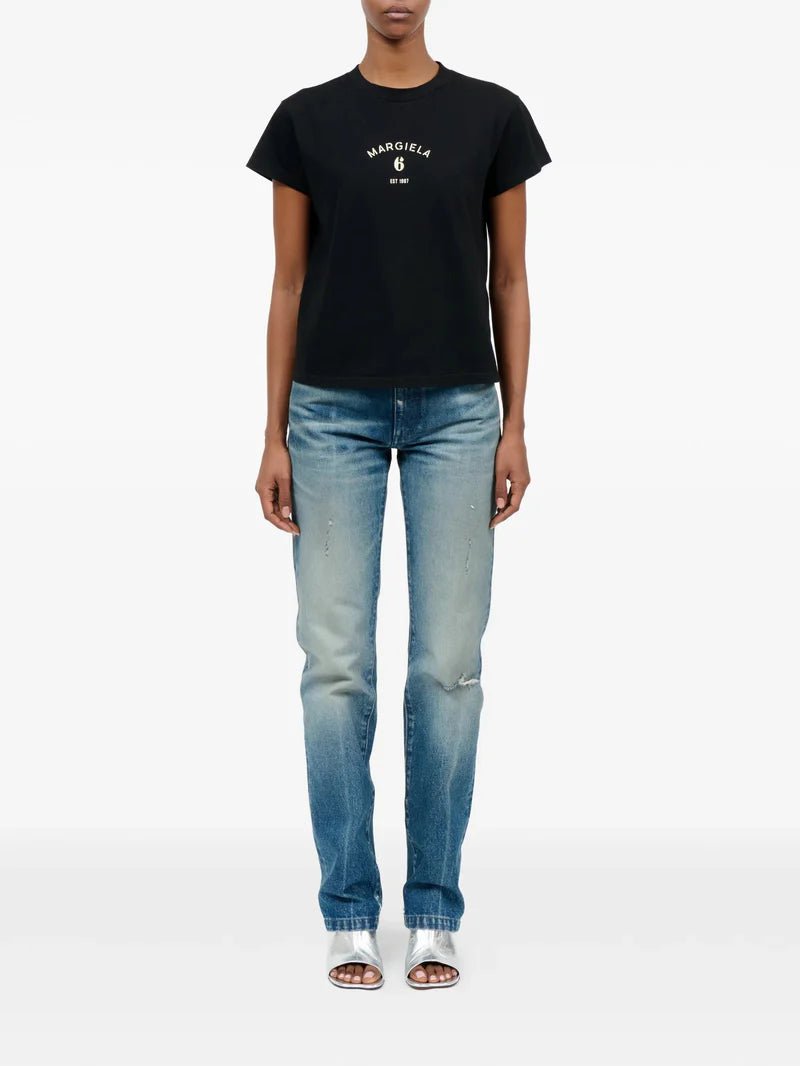 T-shirt slim in cotone nera con firma logo - YES SHOPT-shirtMM6 MAISON MARGIELAS62GD0216/M86-XXS