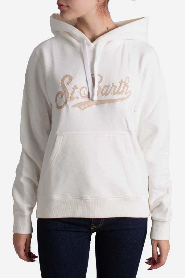Felpa Virginia in cotone panna con ricamo St. Barth