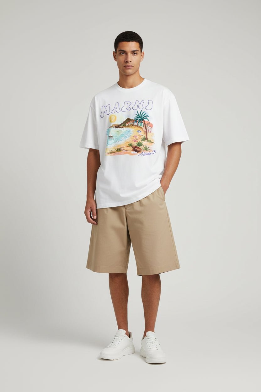 T-shirt bianca con stampa summer - YES SHOPT-shirtMARNIHUMU02234P USCZ06-IT 425697214652771