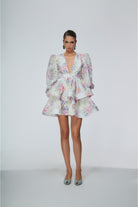 Abito Licosa bianco con balze e stampa floreale - YES SHOPAbitiODI' ODI'LICOSA-ABITO-XXS3132456742771