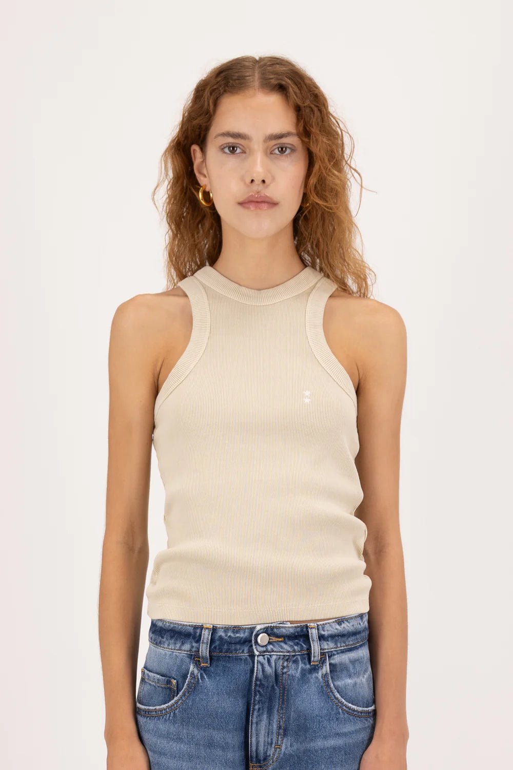 Canotta desert a costine scollo americano con logo laterale - YES SHOPCanotteICON DENIMLUANA-XXS