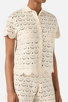 Camicia Monet panna crochet a conchiglia con paillettes - YES SHOPCamicieMC2 SAINT BARTHMOE0001/01719L-XXS