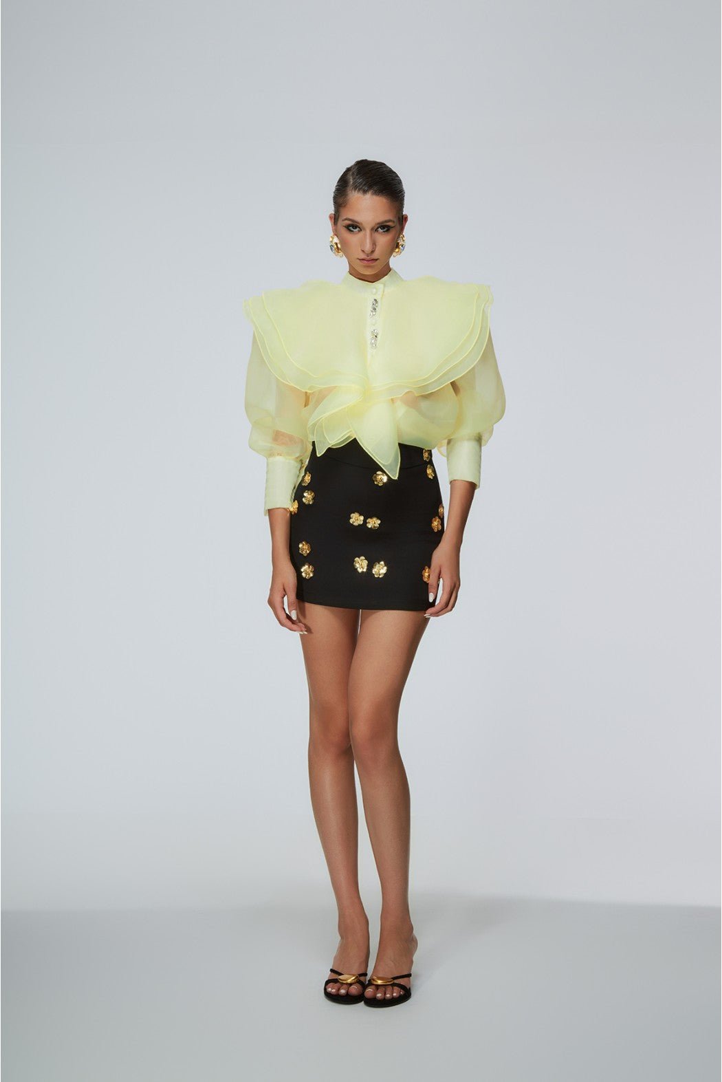 Camicia Olmedo gialla con balze e applicazioni - YES SHOPCamicieODI' ODI'OLMEDO-XXS7432456742771