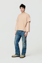 T-shirt Zeno nude con manica doppiata e stampa sul retro - YES SHOPT-shirtDANILO PAURA16DP1009030064-XXS