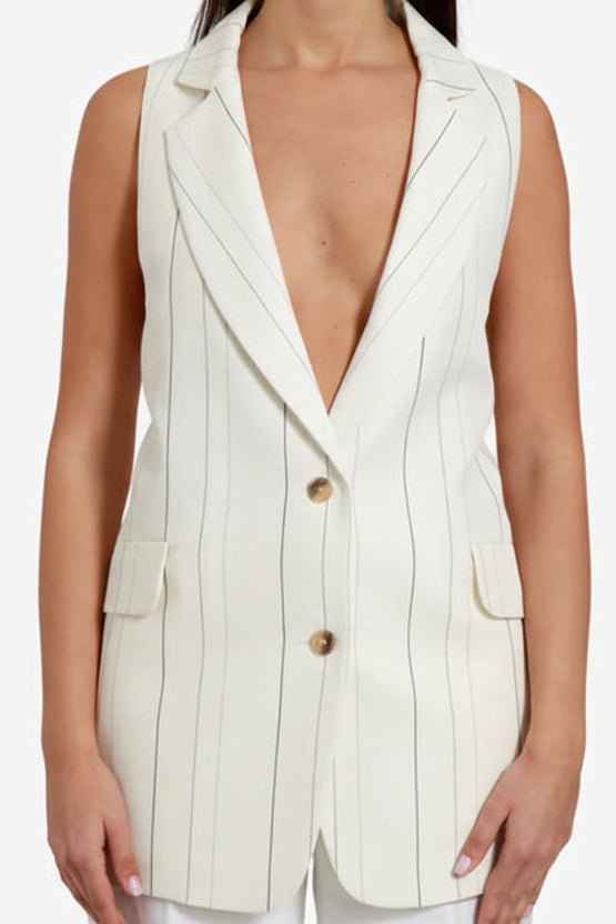 Gilet Elenoir panna gessato - YES SHOPGiletSEMICOUTUREY6SI51-IT 347689908162771