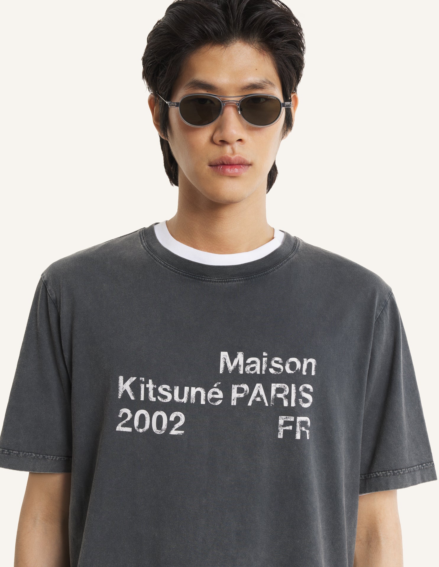 T-shirt grigio effetto sbiadito con logo - YES SHOPT-shirtMAISON KITSUNEPM00124KJ7036-0519-XXS3044208863771