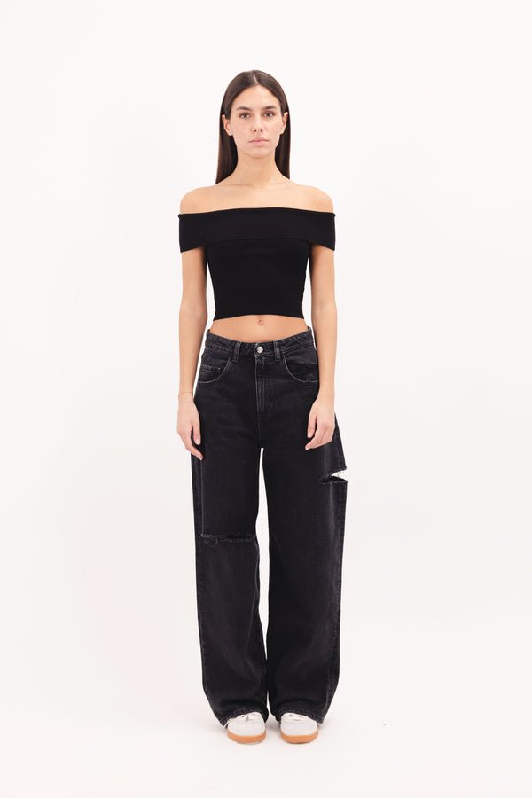 Jeans Poppy nero con tagli alla gamba - YES SHOPJeansICON DENIMPOPPY-W247674044098571