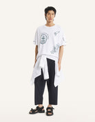 T-shirt bianca oversize con stampe art nouveau - YES SHOPT-shirtMAISON KITSUNEQM00107KJ0119-XXS9831108863771