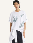 T-shirt bianca oversize con stampe art nouveau - YES SHOPT-shirtMAISON KITSUNEQM00107KJ0119-XXS9831108863771