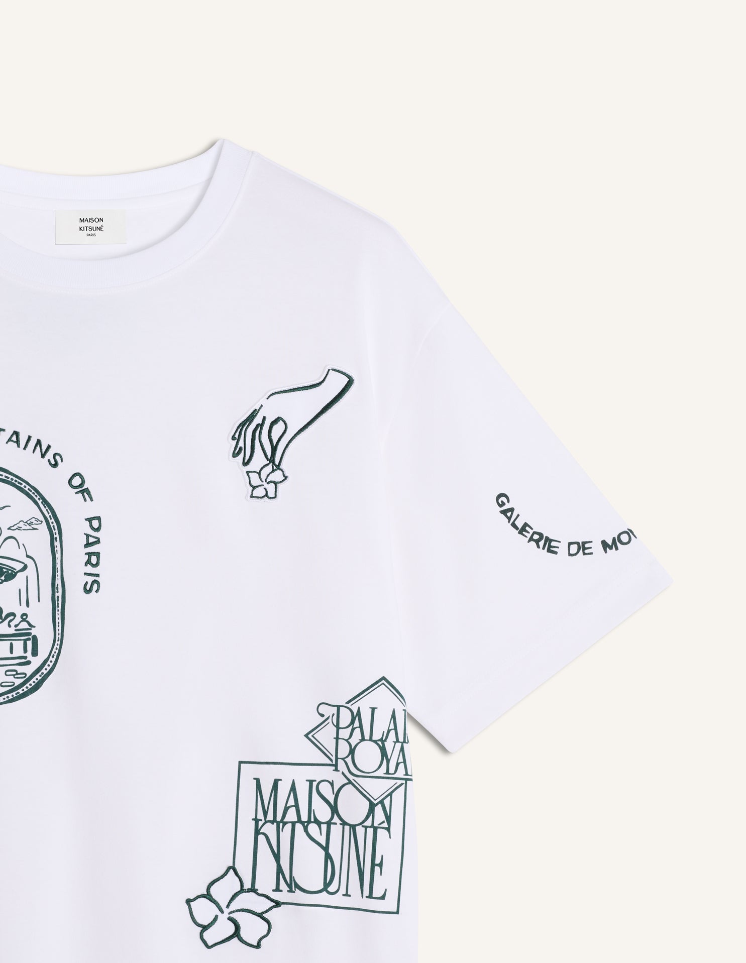 T-shirt bianca oversize con stampe art nouveau - YES SHOPT-shirtMAISON KITSUNEQM00107KJ0119-XXS9831108863771