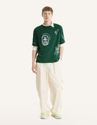 T-shirt verde oversize con stampe art nouveau - YES SHOPT-shirtMAISON KITSUNEQM00107KJ0119-XXS3141108863771