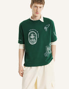 T-shirt verde oversize con stampe art nouveau - YES SHOPT-shirtMAISON KITSUNEQM00107KJ0119-XXS3141108863771