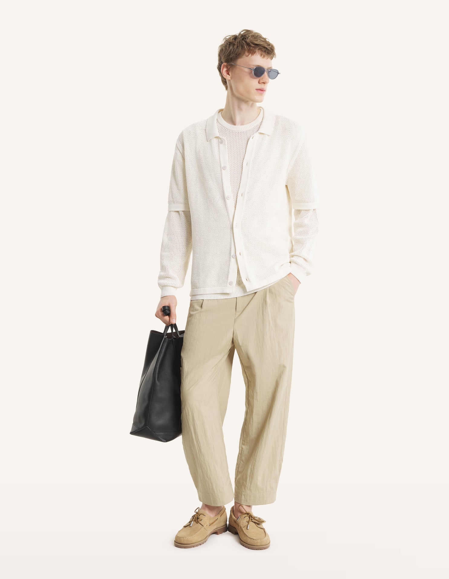 Cardigan ecru a maniche corte in maglia - YES SHOPMaglioniMAISON KITSUNEQM00505KT1197-0383-XXS3244208863771