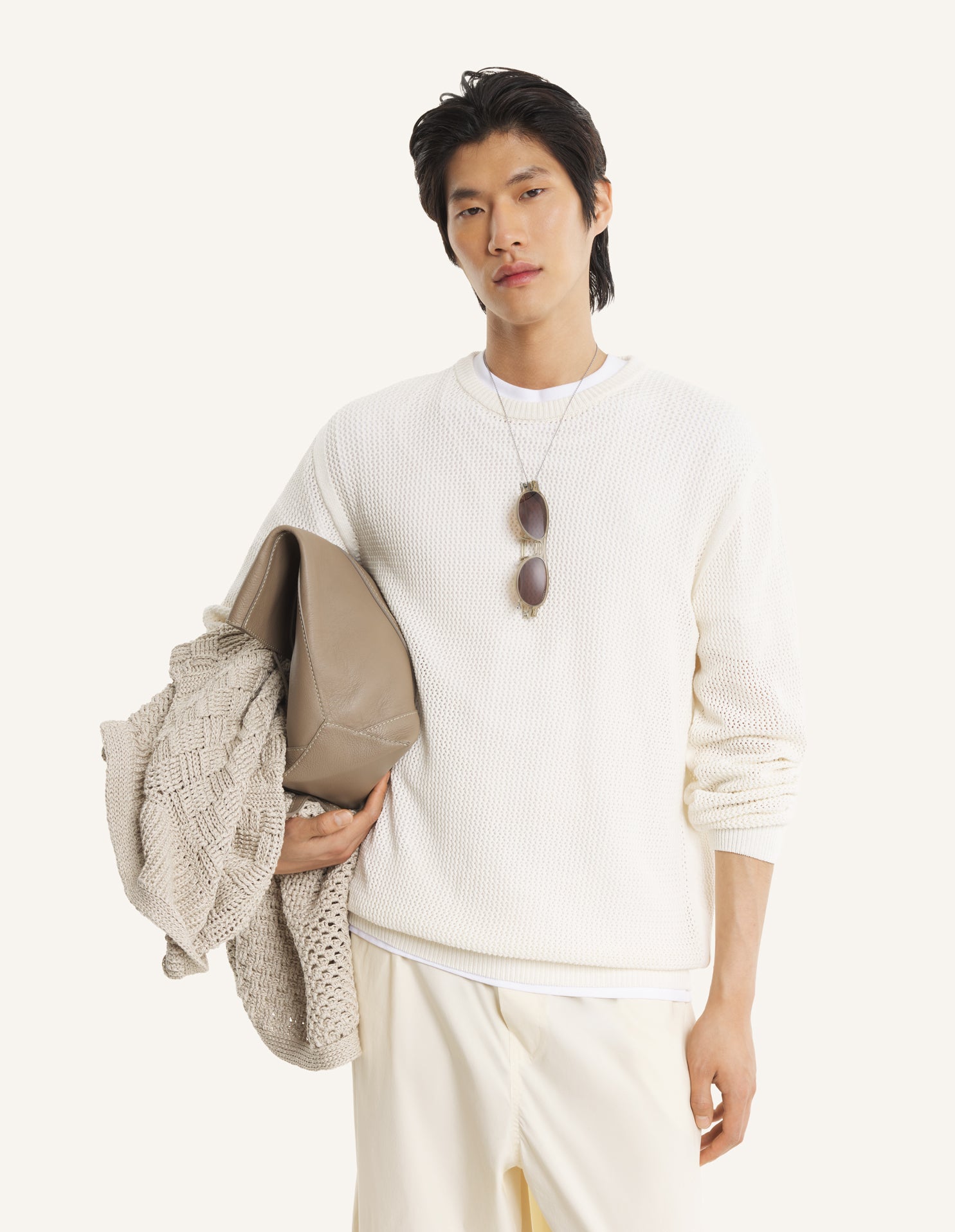 Maglione ecru in cotone a maglia aperta - YES SHOPMaglioniMAISON KITSUNEQM00807KT1197-0383-XXS1444208863771