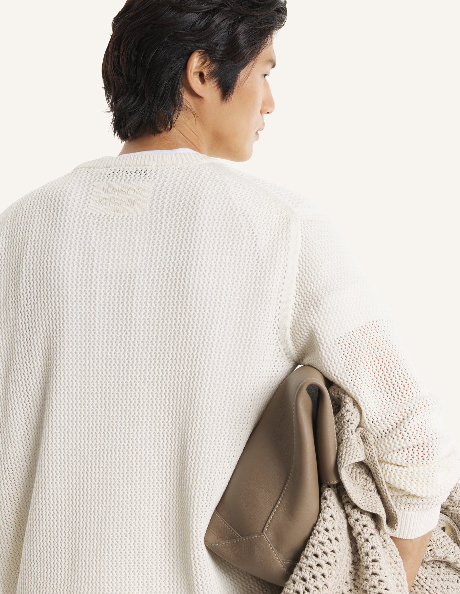 Maglione ecru in cotone a maglia aperta - YES SHOPMaglioniMAISON KITSUNEQM00807KT1197-0383-XXS1444208863771