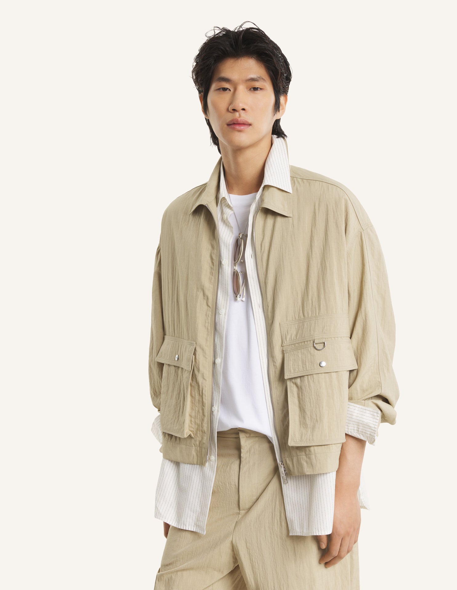 Giubbotto beige con zip e tasconi - YES SHOPGiubbottiMAISON KITSUNEQM02102WW9082-0450-XXS5211108863771