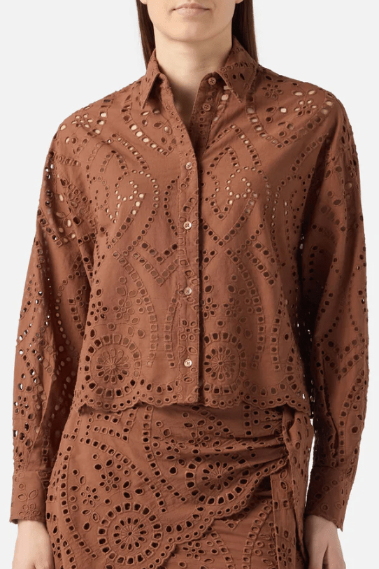 Camicia Oriane choco in pizzo sangallo - YES SHOPCamicieMC2 SAINT BARTHONE0001/01005L-XXS9425556742771
