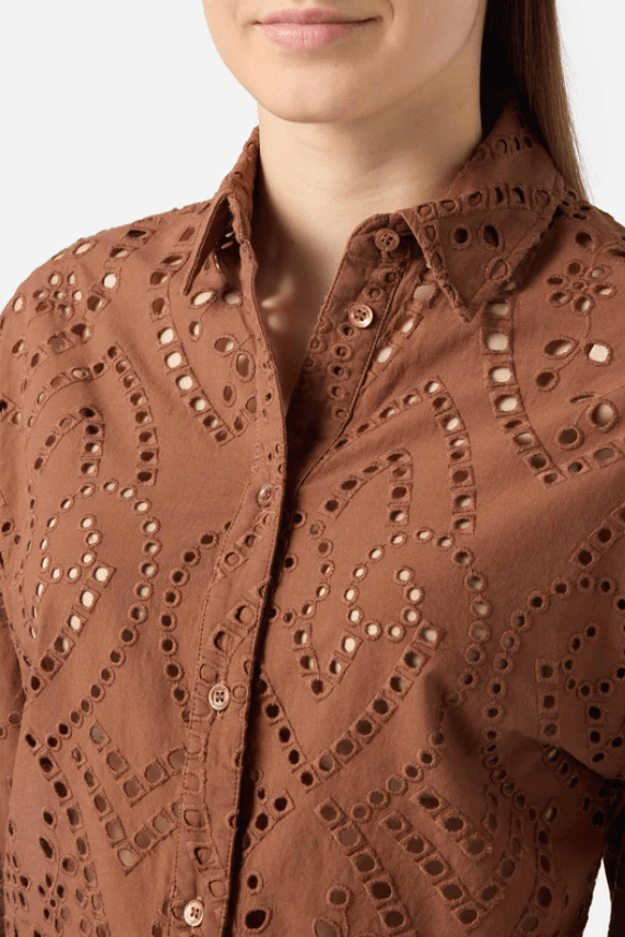 Camicia Oriane choco in pizzo sangallo - YES SHOPCamicieMC2 SAINT BARTHONE0001/01005L-XXS9425556742771