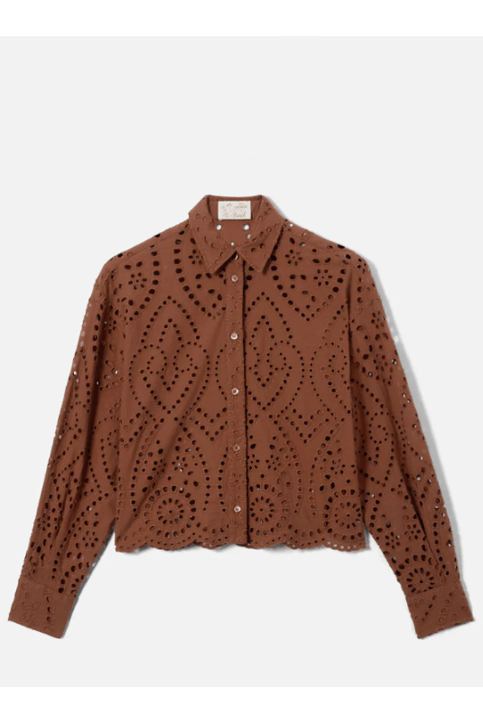 Camicia Oriane choco in pizzo sangallo - YES SHOPCamicieMC2 SAINT BARTHONE0001/01005L-XXS9425556742771