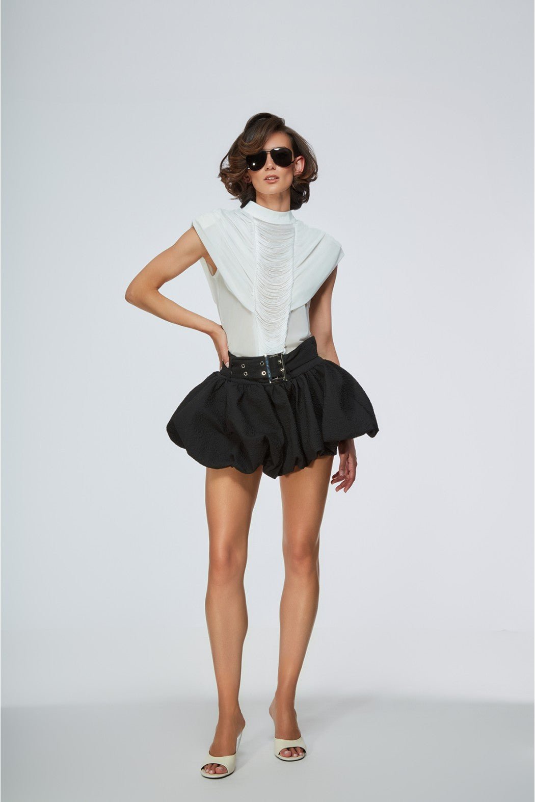 Blusa Stirling bianca con frange frontali - YES SHOPBluseTPNSTIRLING-XXS