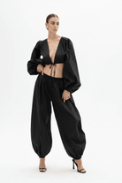 Pantalone nero con elastico in vita e alle caviglie - YES SHOPPantaloniACTUALEEPA003030-IT 345986000943771